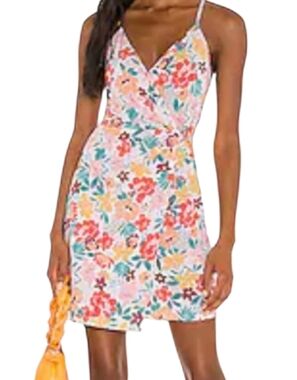 BCBGeneration Pink 2D Floral Surplice Mini